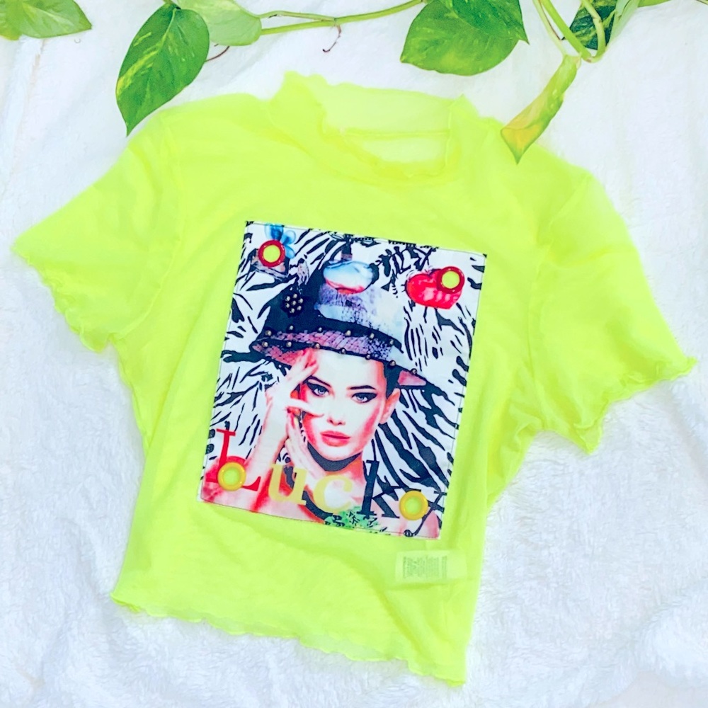 Neon Graphic Sheer Top